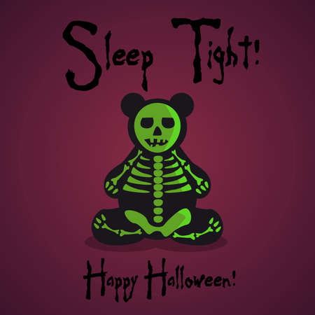 Postcard for Halloween with Skeleton Toy Bearのイラスト素材