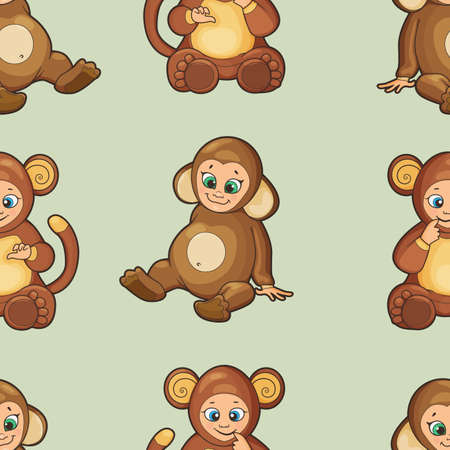 Seamless Background with baby dressed like monkeyのイラスト素材