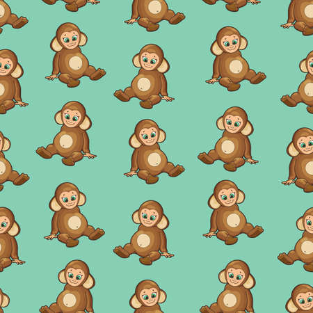 Seamless Background with baby dressed like monkeyのイラスト素材