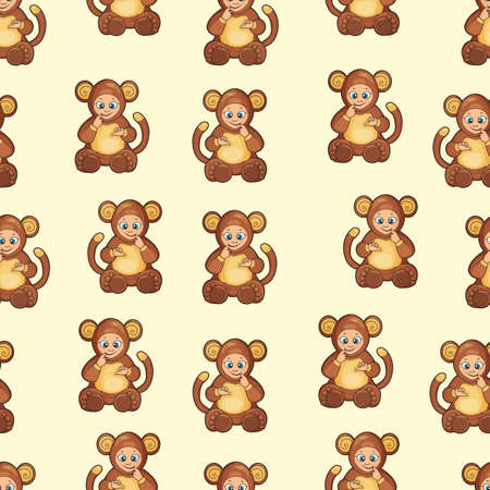 Seamless Background with baby dressed like monkeyのイラスト素材
