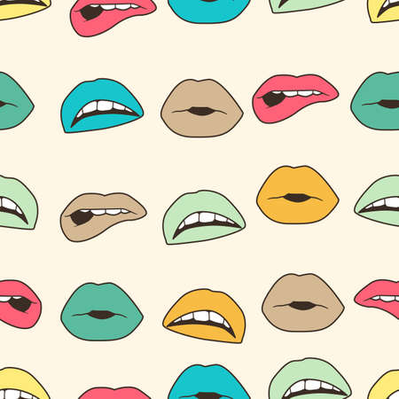 Seamless colorful background with lipsのイラスト素材