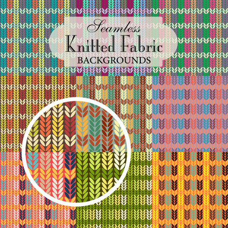 Collection of seamless backgrounds on the topic of knitted fabricのイラスト素材