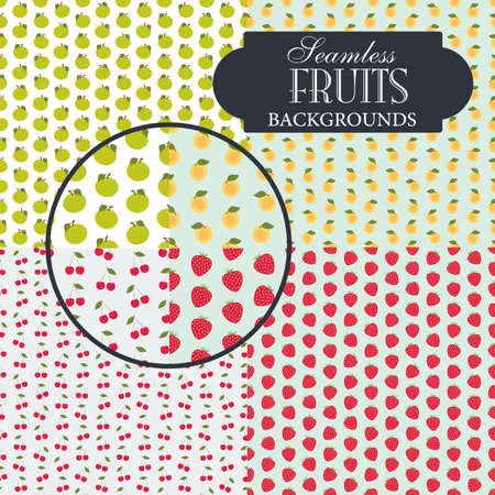 Collection of seamless backgrounds on the topic of fruitsのイラスト素材