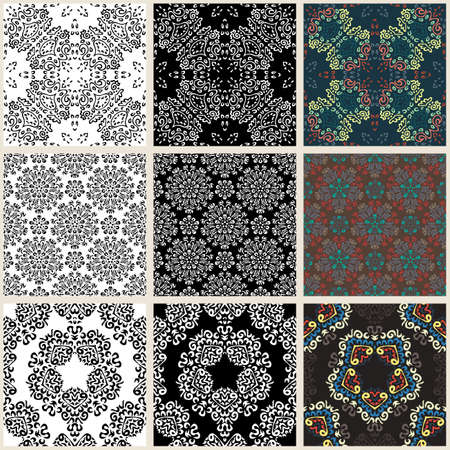 Collection of seamless backgrounds on the topic of exotic patternsのイラスト素材