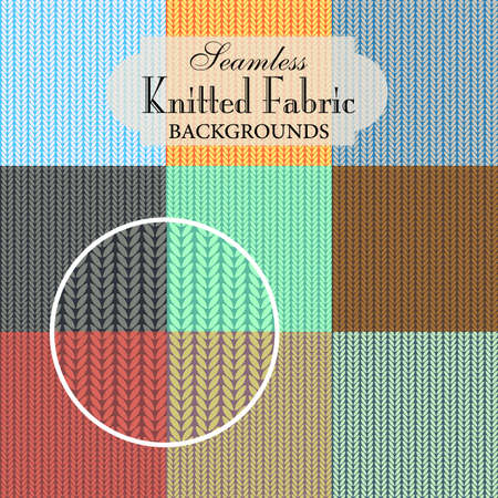 Collection of seamless backgrounds on the topic of knitted fabricのイラスト素材