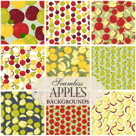 Collection of seamless backgrounds on the topic of applesのイラスト素材