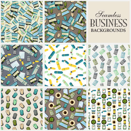 Collection of seamless backgrounds on the topic of businessのイラスト素材