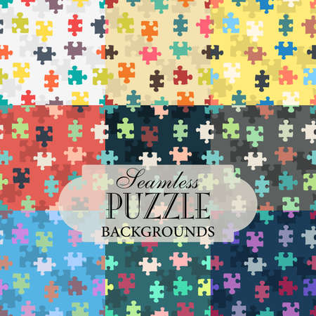 Collection of seamless backgrounds on the topic of puzzle patternのイラスト素材
