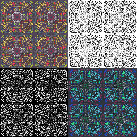 Collection of seamless colorful exotic patternsのイラスト素材