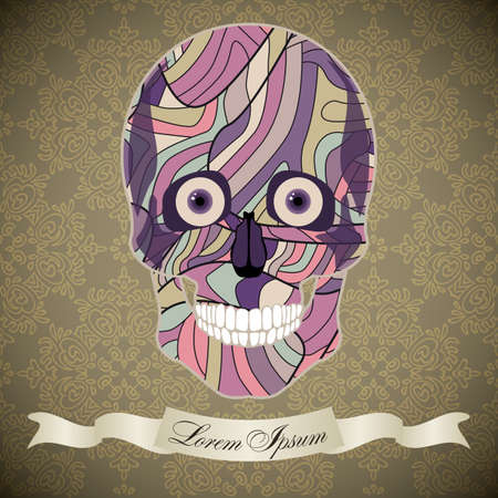Illustration of skull with colorful patternのイラスト素材
