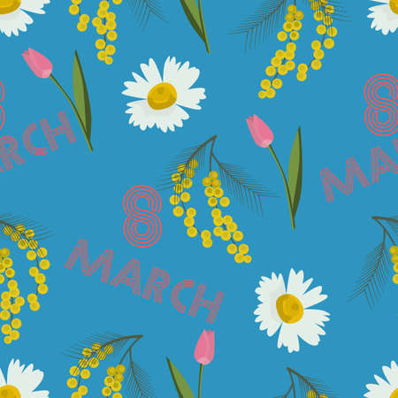 Seamless Background with elements for holiday International Woman's Dayのイラスト素材