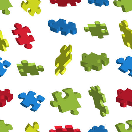 Seamless background with colorful 3d puzzlesのイラスト素材