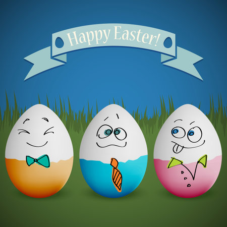 Postcard for Ester with eggs with painted faces