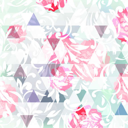 Abstract background with  chrysanthemum and triangles on light backgroundのイラスト素材