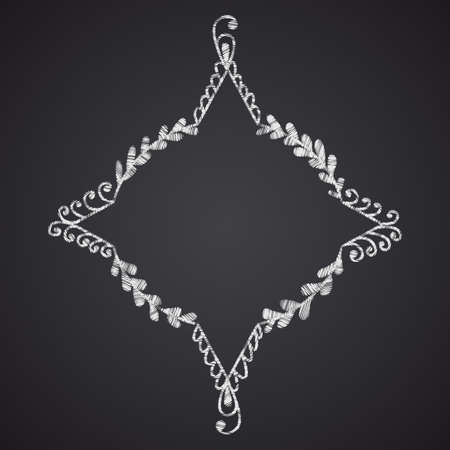 Frame with hand drown elements imitating chalk on black chalkboardのイラスト素材