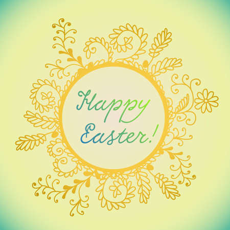 Colorful postcard for Easter with hand drown frameのイラスト素材