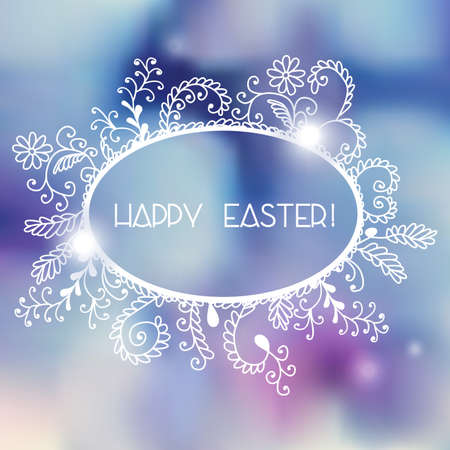 Colorful postcard for Easter with hand drown frameのイラスト素材
