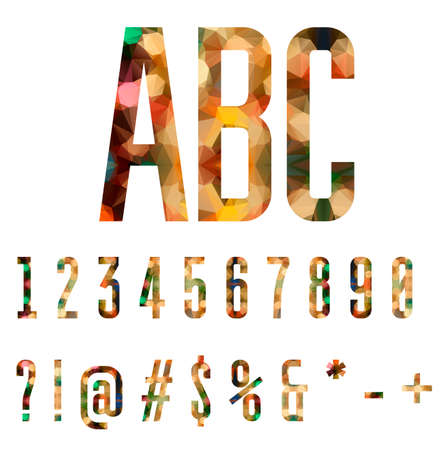 Colorful numbers and symbols  made of abstract geometric shapesのイラスト素材