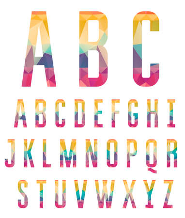 Colorful alphabet made of abstract geometric shapesのイラスト素材