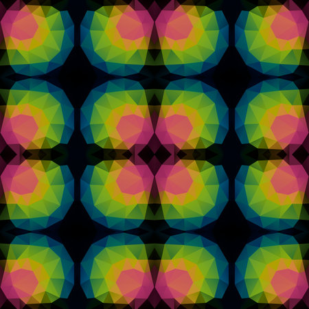 Seamless Background with abstract fractal pattern made of colorful geometric shapes
