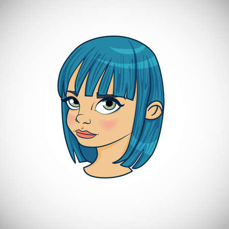 Illustration of cartoon girl with blue hairのイラスト素材