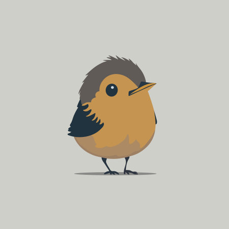 vector illustration of a cute bird on a gray background.のイラスト素材