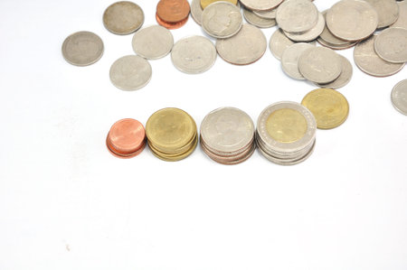 Thai coins baht on white background