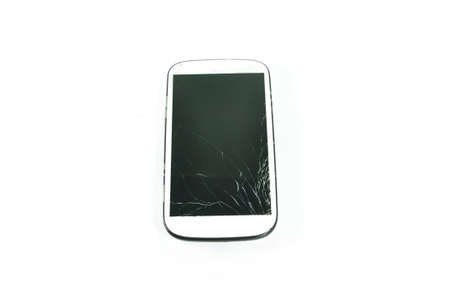 Broken Cell Phone  isolate on White Background.の写真素材