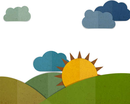 sun set and cloudy day paper cut and paste.の写真素材