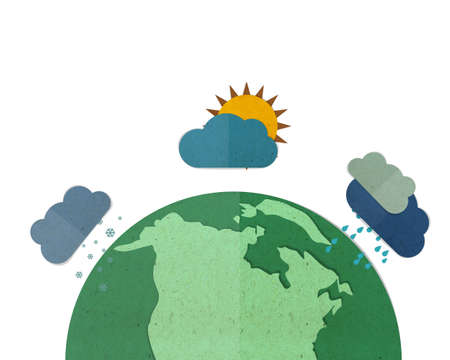 Global climate change, paper cut and paste.の写真素材