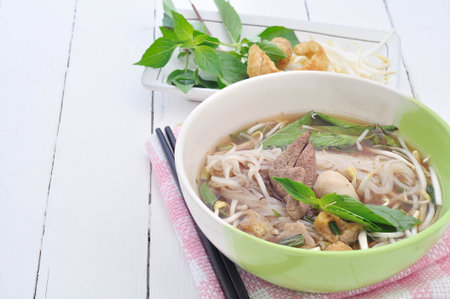 noodle and vegetable on Wooden floor.