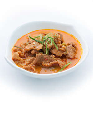 Red curry with pork and coconut milk (Panaeng), Spicy Thai food.の写真素材