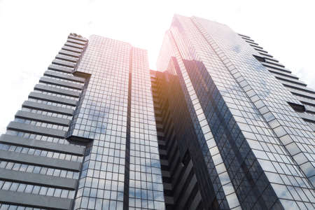 Office Tower modern building line sky terrace skyscraper, light effect.の写真素材