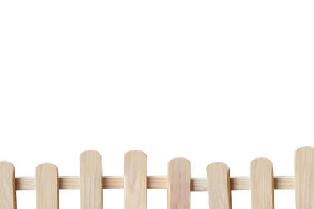 wood fence with copy space and isolated white background.の写真素材