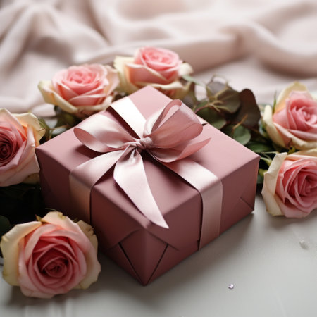 Roses near gift boxの素材