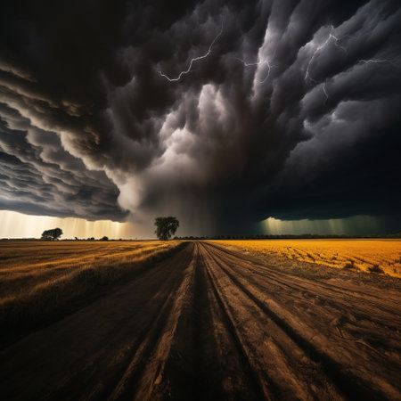 Dramatic stormy fieldの素材