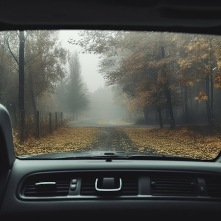 Autumn Park View from Carの素材