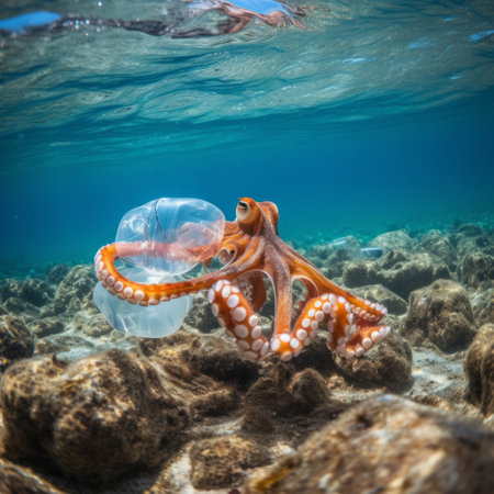 Octopus Underwater: Plastic Bags on Tentacleの素材