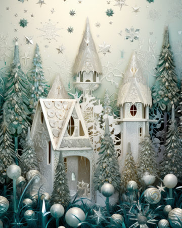 Winter wonderland house illustrationの素材