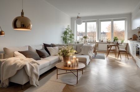 Modern Apartment Living Room with Scandinavian Designの素材