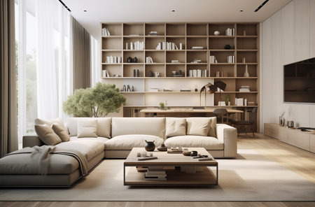 Stylish minimalist interior of American apartmentの素材