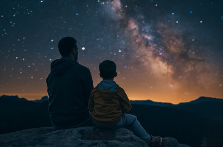 Cosmic contemplation on a mountain topの素材