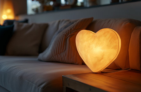 Illuminated heart on sofaの素材