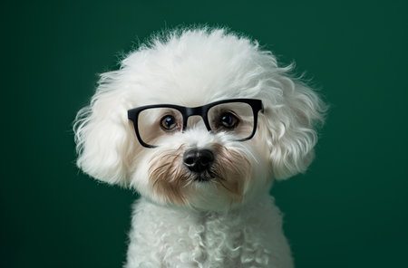 Geeky bichon with glassesの素材