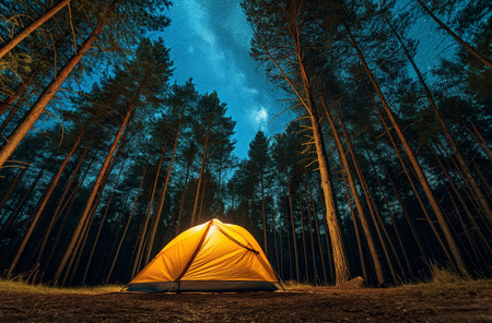Starry night forest campingの素材