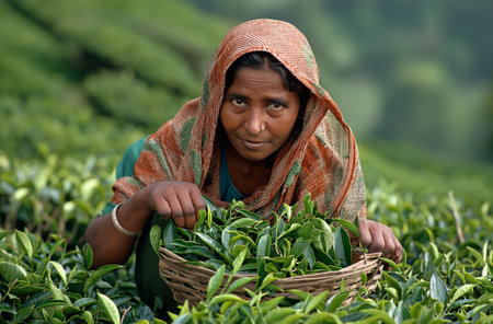 Tea harvest in the highlandsの素材