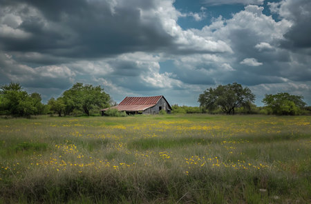 An abandoned Texas barnの写真素材