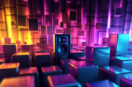 Speaker among neon blocksの素材