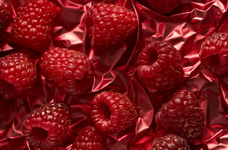Raspberries on reflective foilの素材