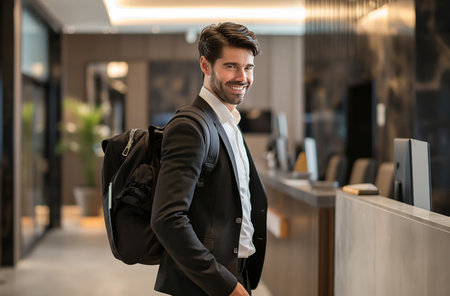 Businessman reception hotel stayの素材